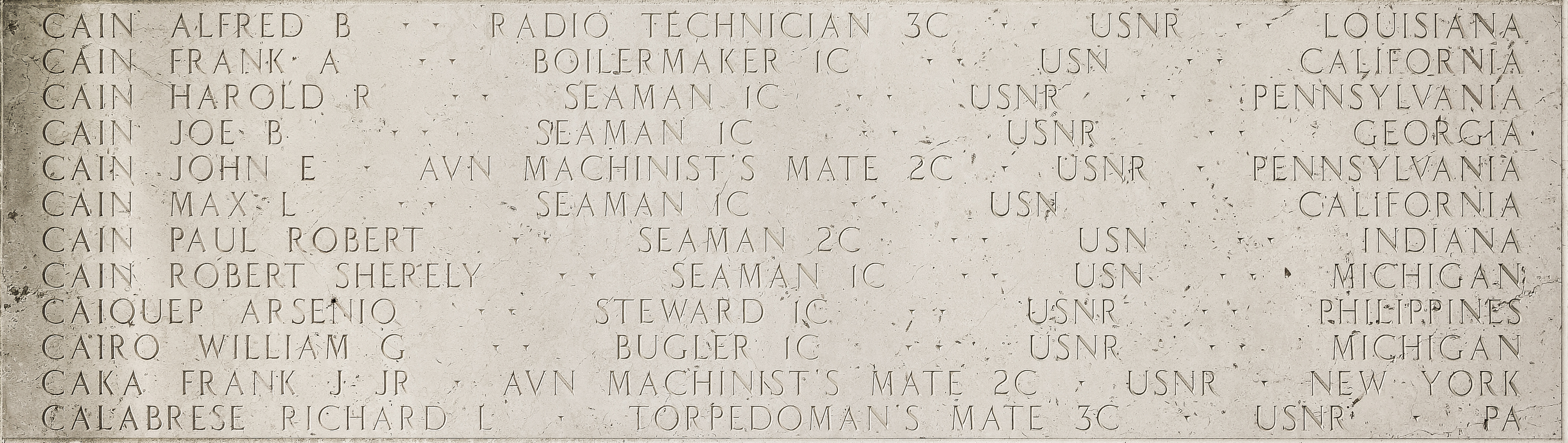 John E. Cain, Aviation Machinist's Mate Second Class